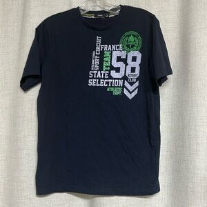 SALE BOSSINI France blue graphic Rugby Club International Sports League T shirt